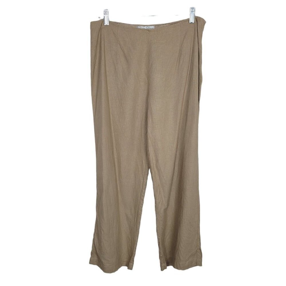 Vintage Sz 8 Diane Gilman Cropped Linen Blend Pants Tan High Rise Flat Front